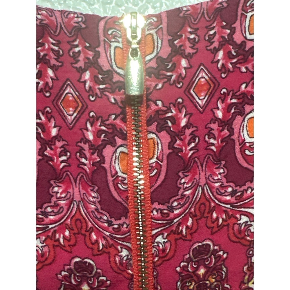 Laundry by Shelli Segal Red Orange Pink Medallion Print 3/4 Sleeve Dress Size 8 - Picture 5 of 10